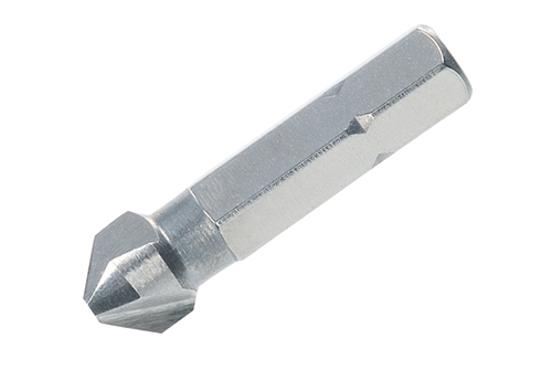 Countersink drill bit with flat-sided shank Metal drill bit featuring a hex shank and tapered tip for versatile applications.