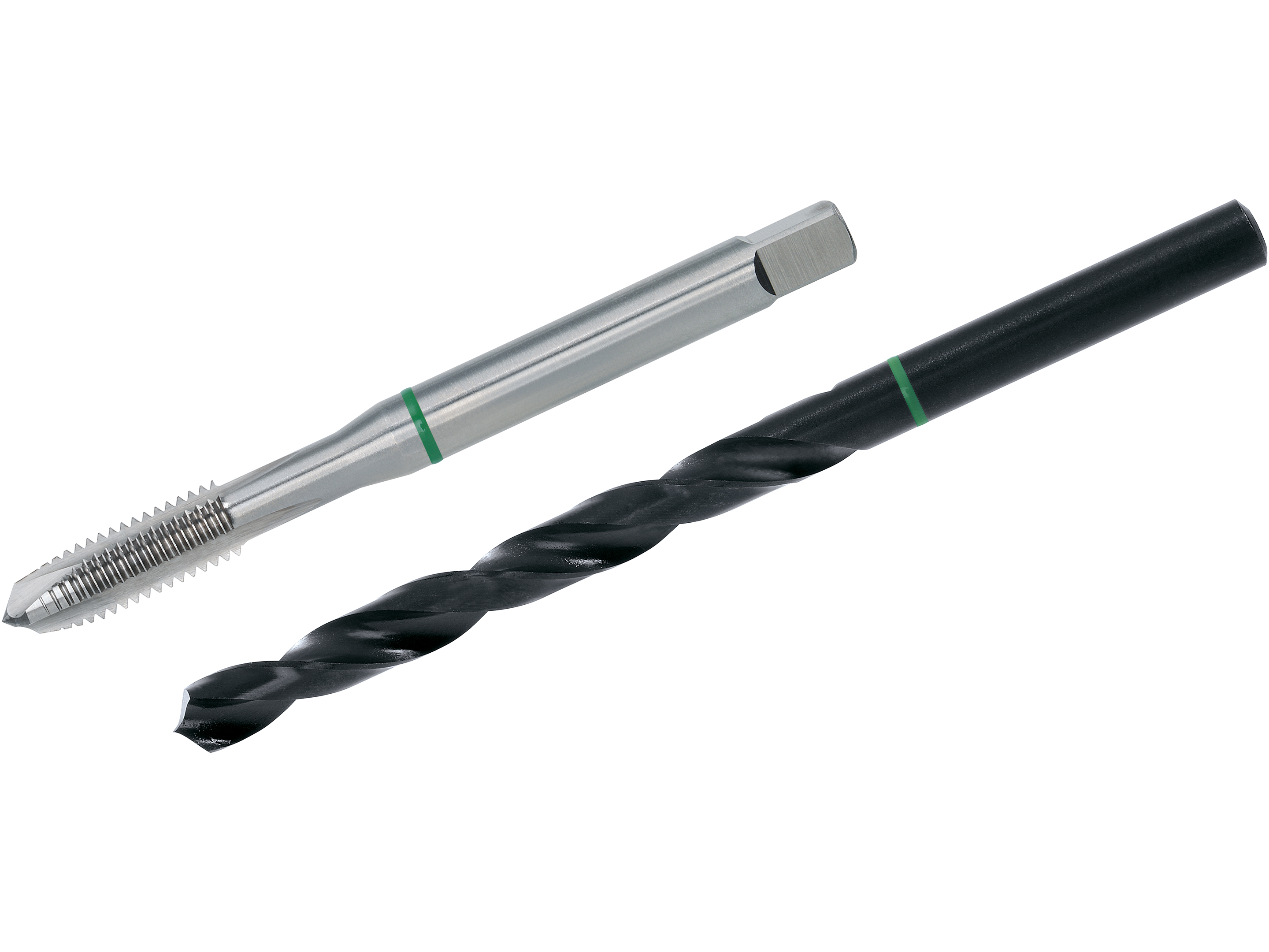 Set VÖLKEL TwinBox GREEN RING with metal drill and machine tap for accurate drilling and threading
