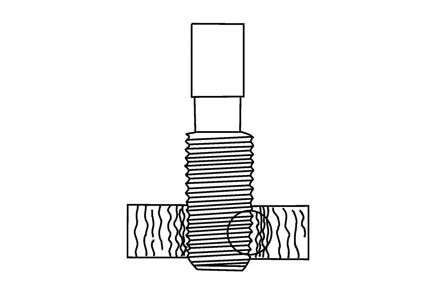 Dessin taraud de formage Dessin technique d’un taraud de formage en coupe créant un filetage interne sans enlèvement de matière.