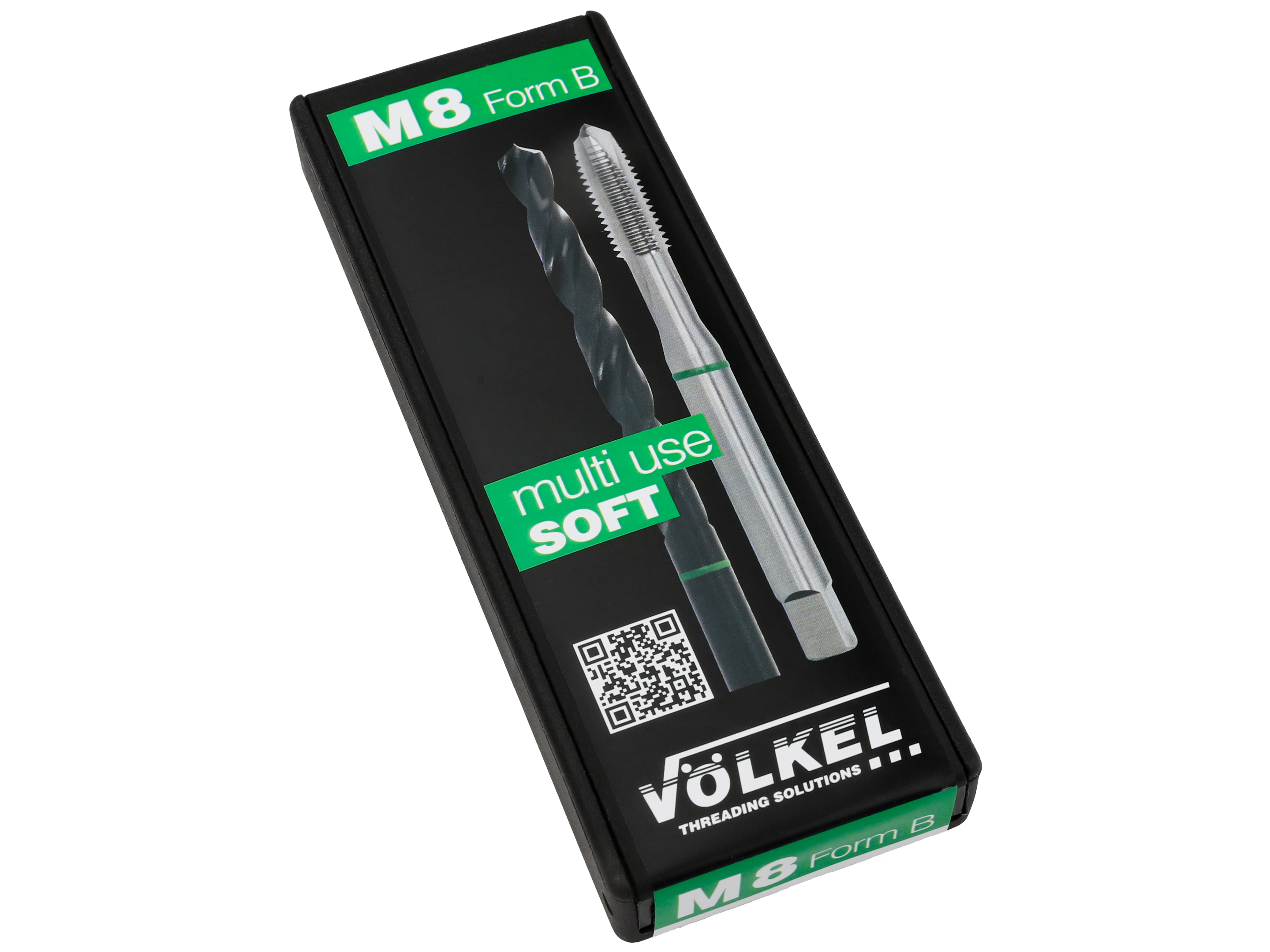 TwinBox GREEN RING DIN 371 Form B by VÖLKEL for accurate drilling and threading, packed in black case