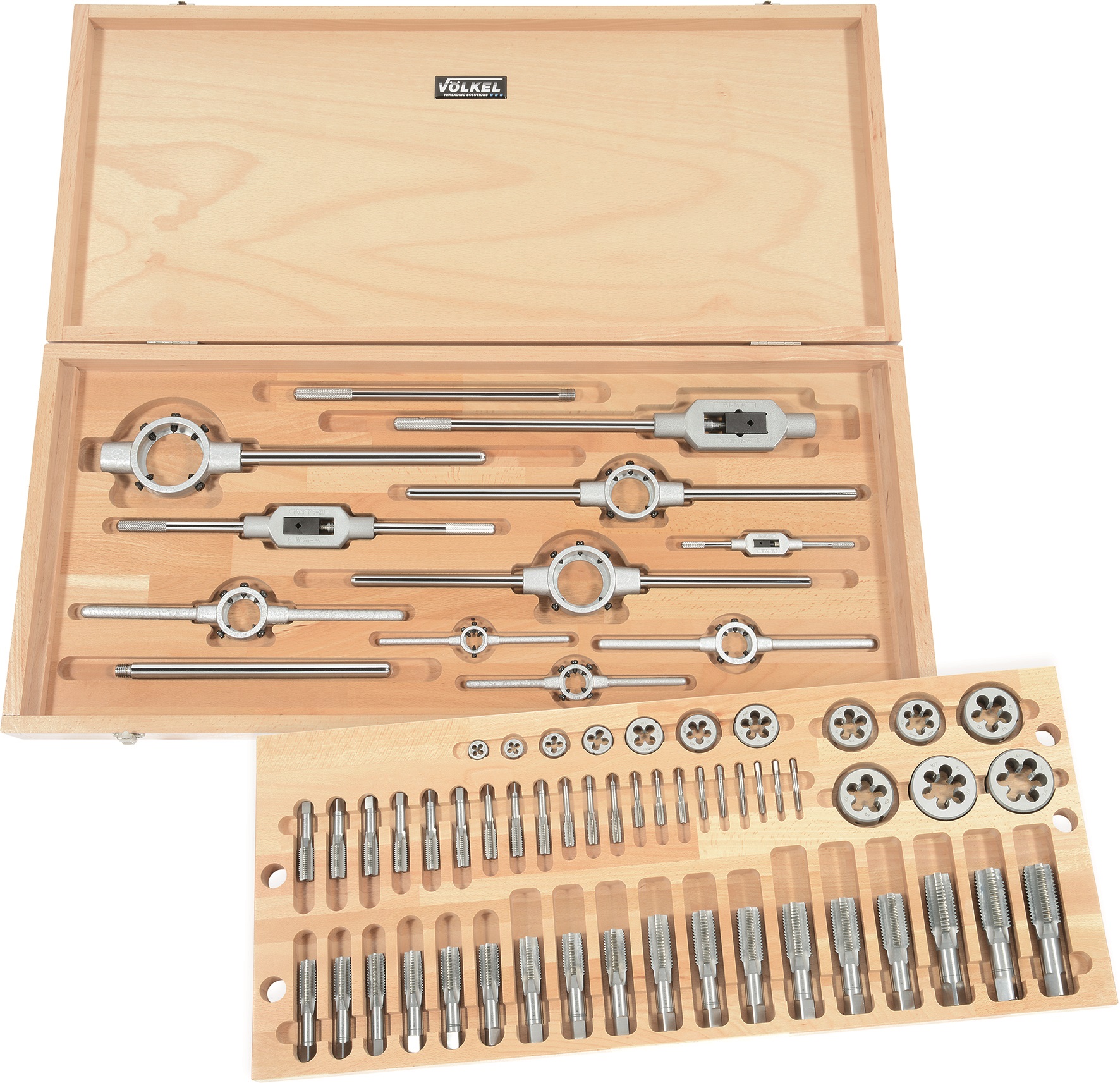 VÖLKEL tap and die set item no. 48007, opened case with the complete tool assortment