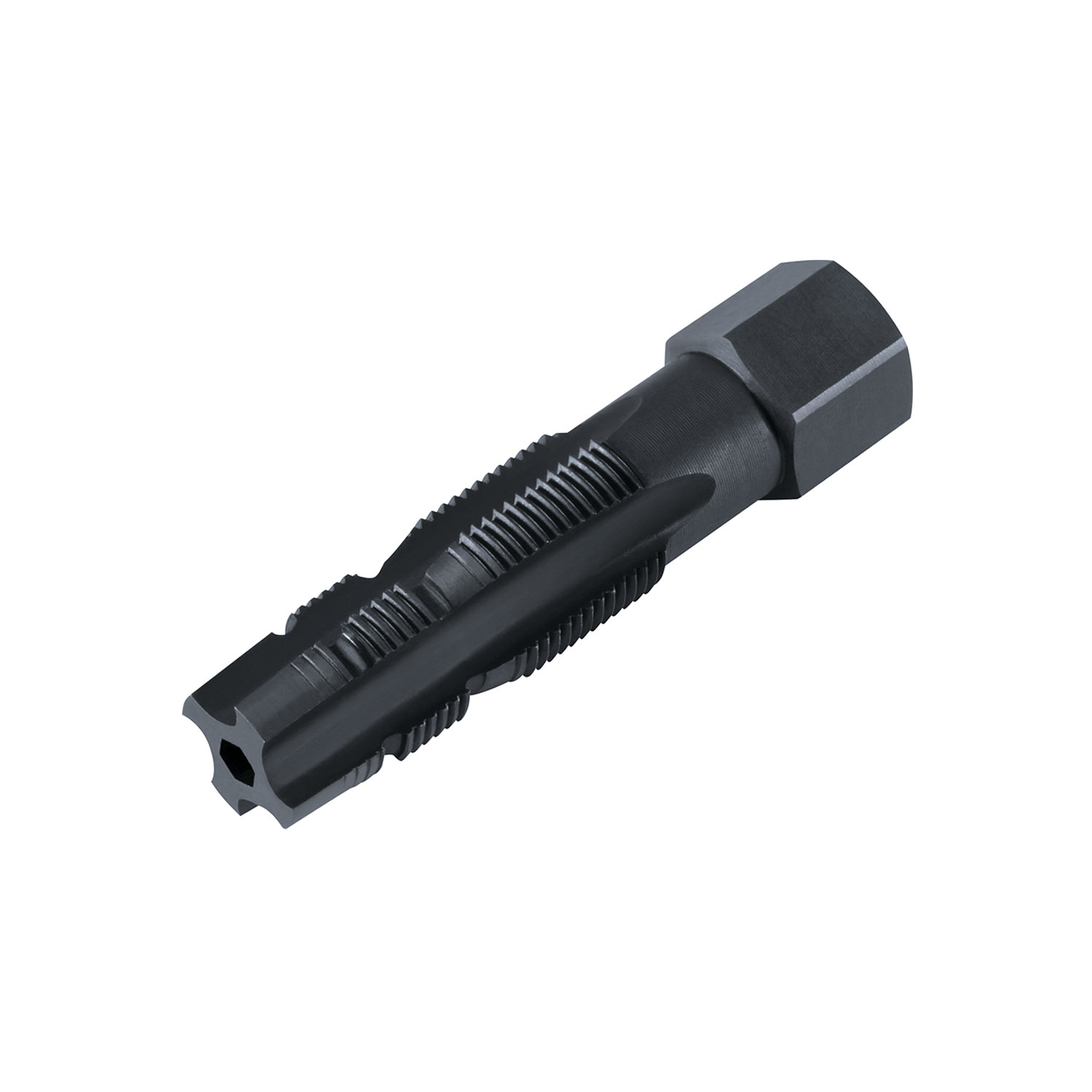 V-COIL HexTap SP – Handgewindebohrer für Zündkerzengewinde M14×1,25 Detailaufnahme des V-COIL HexTap SP Handgewindebohrers zum Nachschneiden und Reparieren von Zündkerzengewinden M14×1,25 – ideal für präzise Gewindereparaturen in Zylinderköpfen aus Aluminium.
