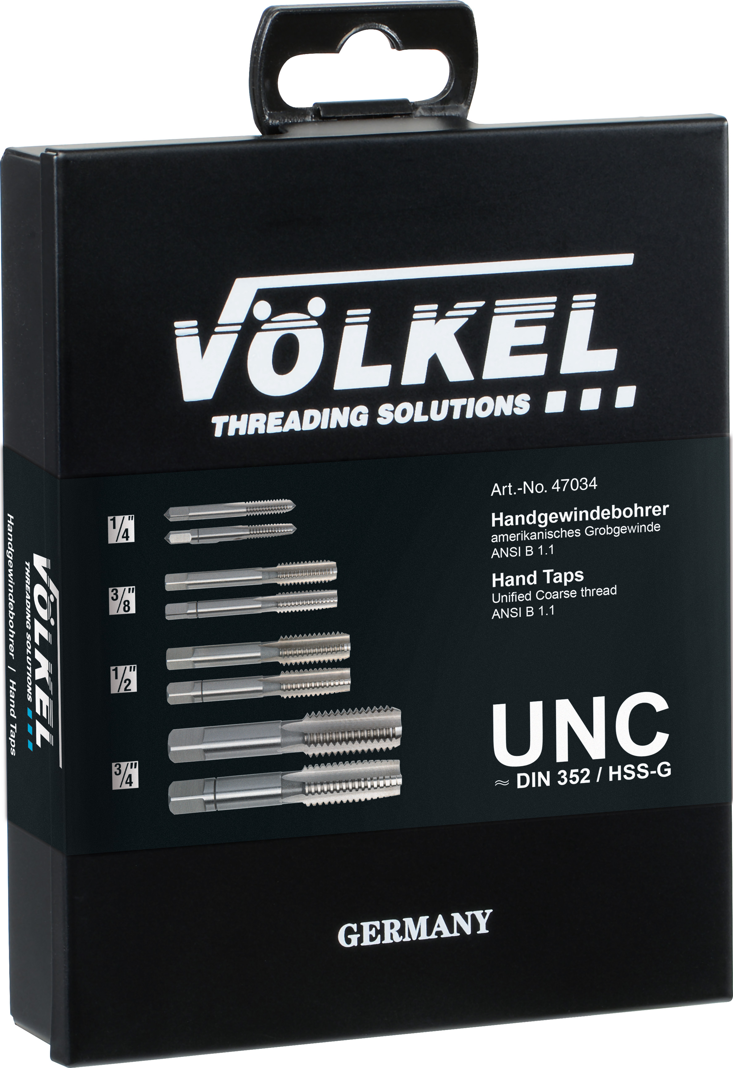 VÖLKEL Gewindeschneidwerkzeugsatz DIN 352 HSS-G Art.-Nr. 47034, in der Originalverpackung