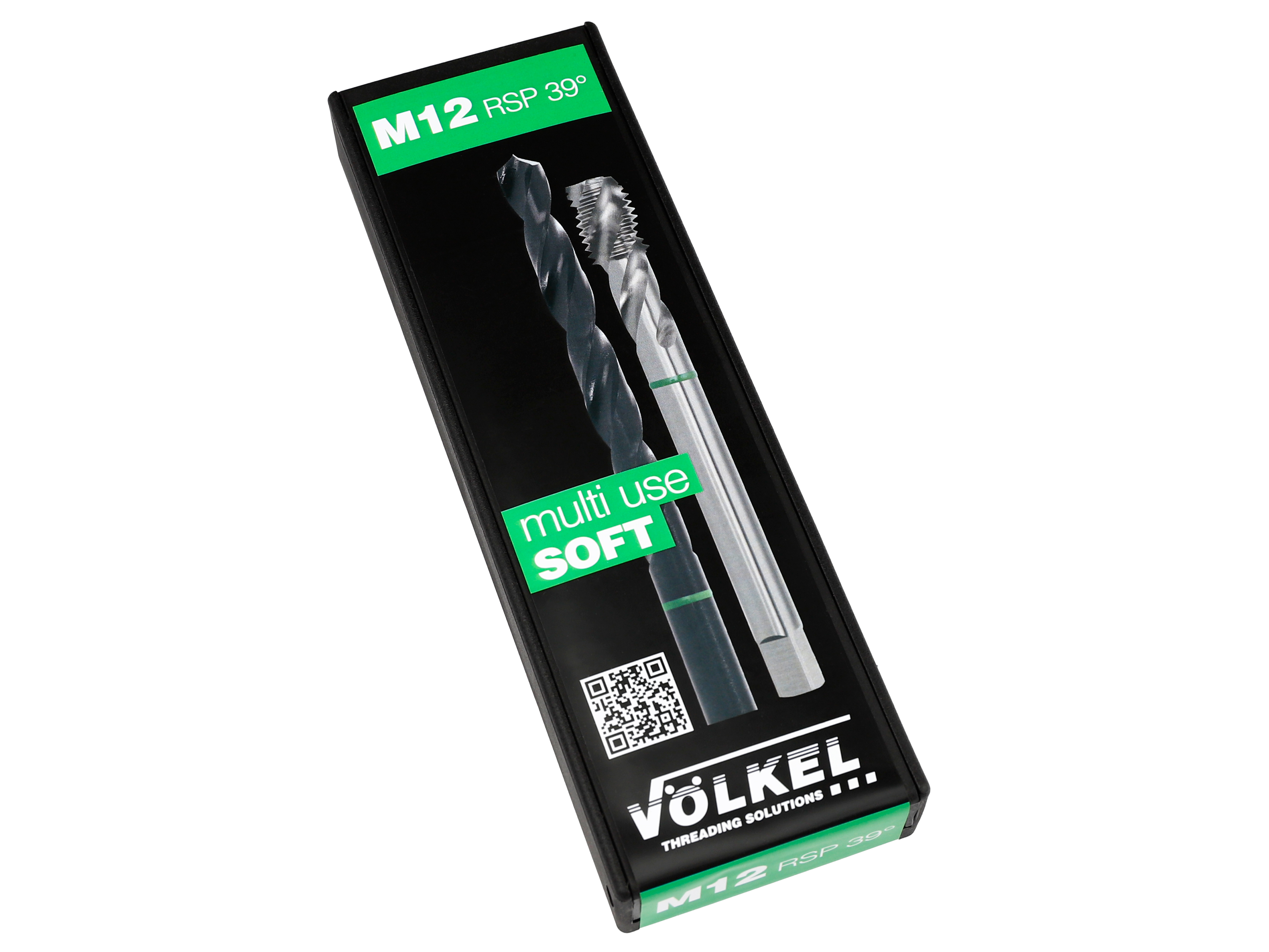 Emballage Twinbox Vert DIN 376 RSP avec foret et taraud VÖLKEL, idéal pour le filetage