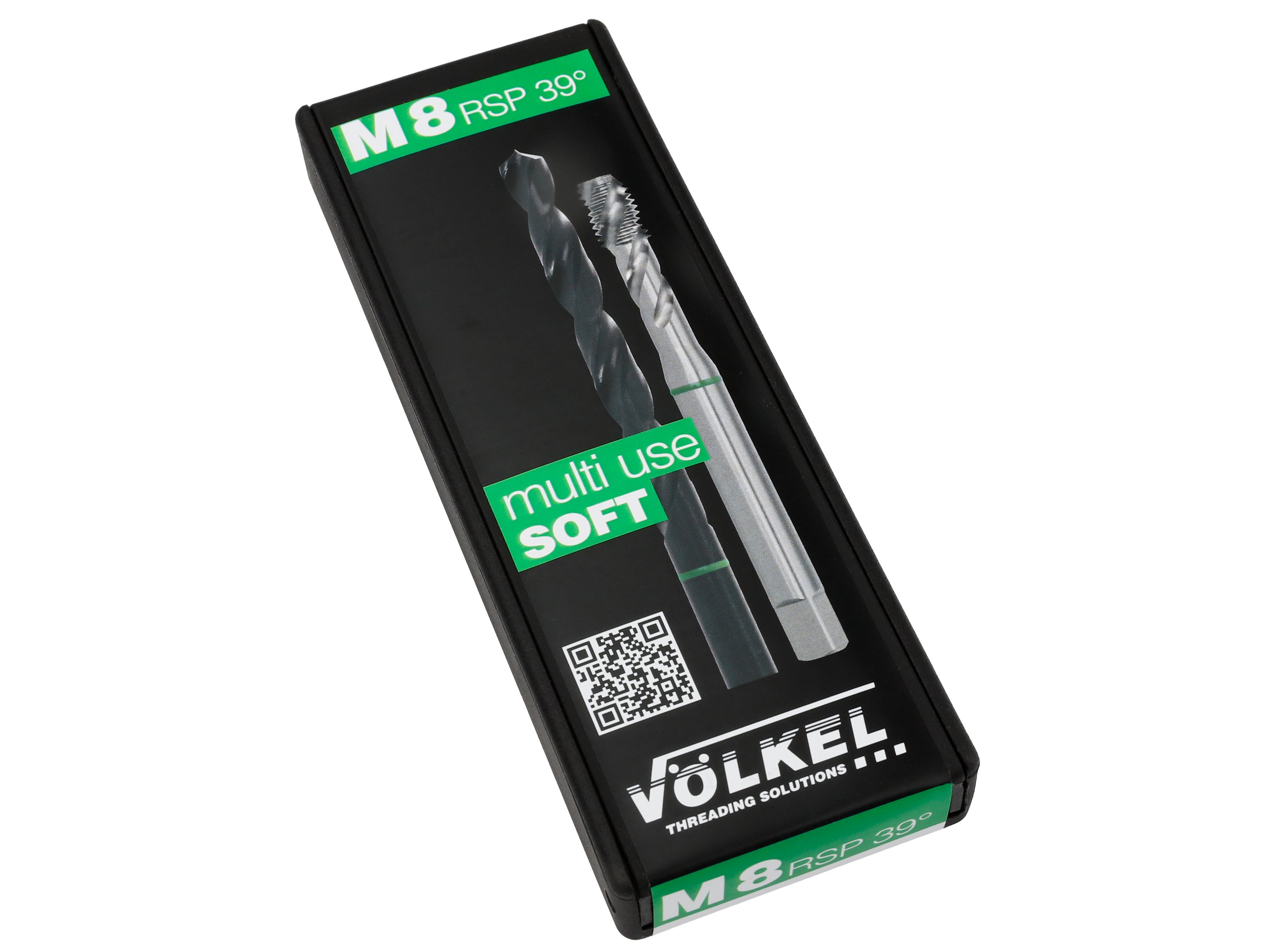 VÖLKEL TwinBox GRÜN DIN 371 RSP 39° M8 mit Bohrer und Gewindebohrer in robuster Aufbewahrungsbox