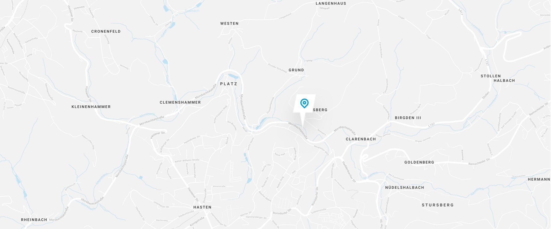 Map Völkel GmbH horizontal Karte mit Standort der Völkel GmbH Firmenzentrale in Remscheid