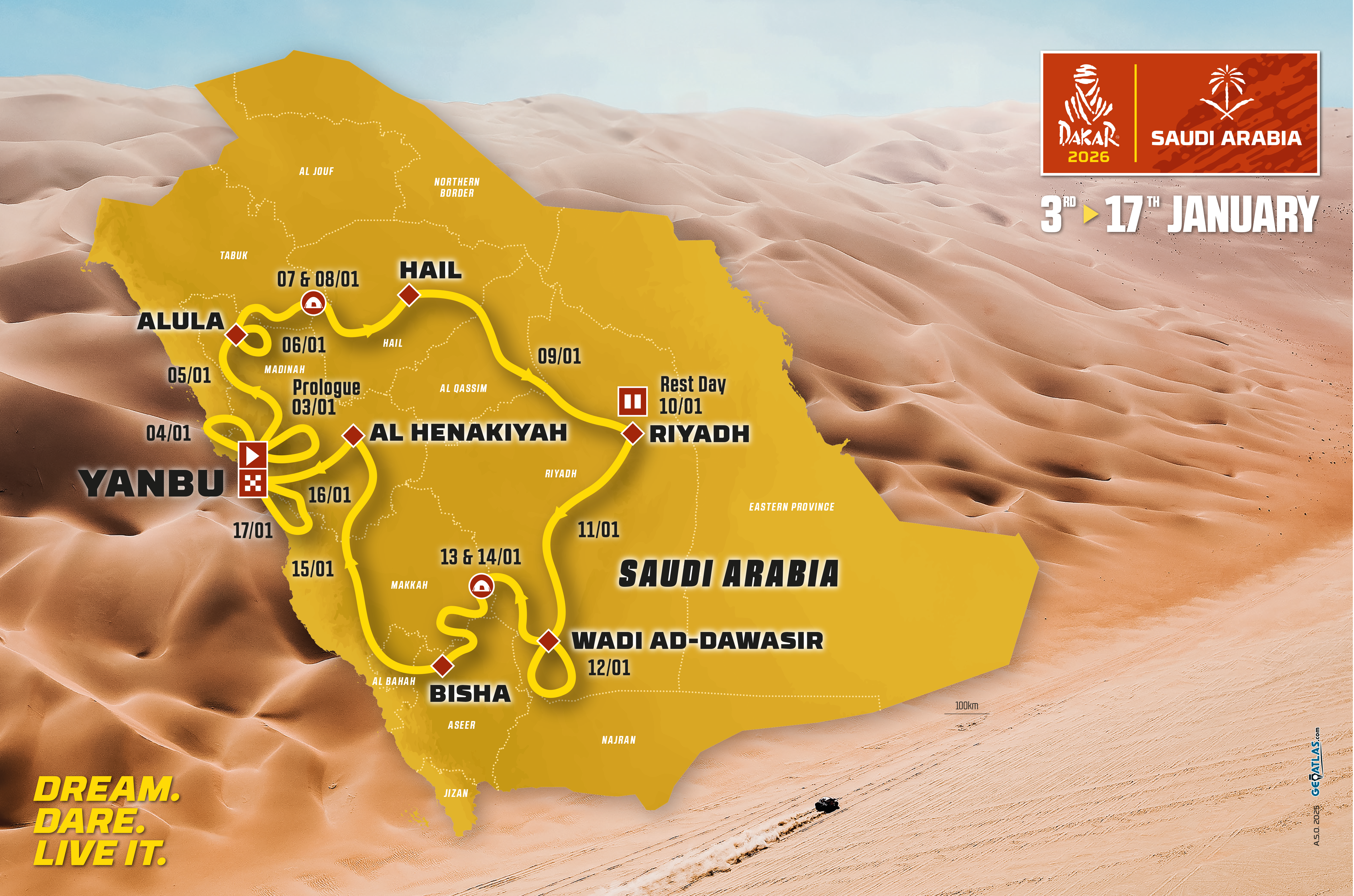 Route der Rallye Dakar Classic 2026