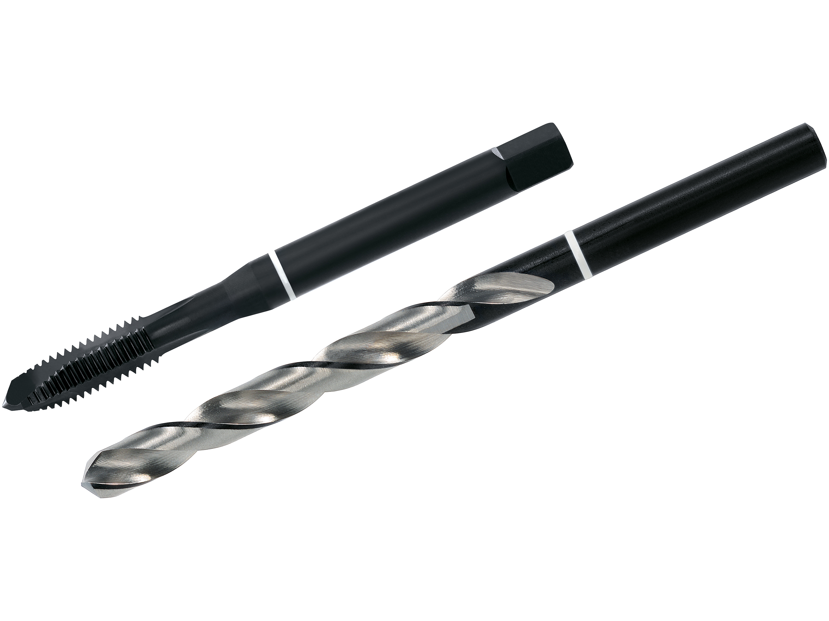 VÖLKEL TwinBox WHITE RING for stainless steel, comprising a machine tap and the matching twist drill, DIN 371, Form B
