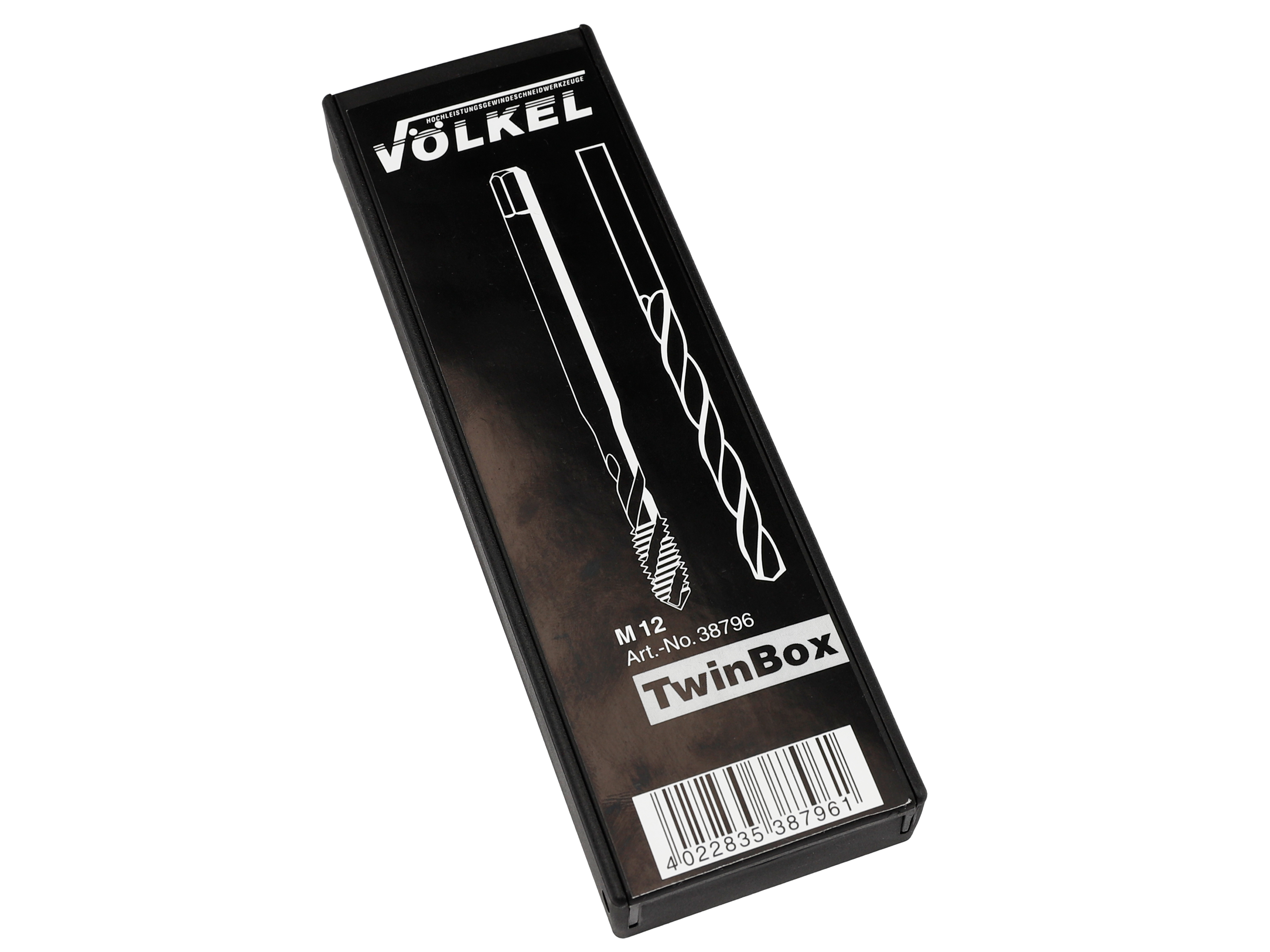 Völkel M8 TwinBox containing twist drill and thread tap DIN 376 for accurate drilling and threading in soft materials