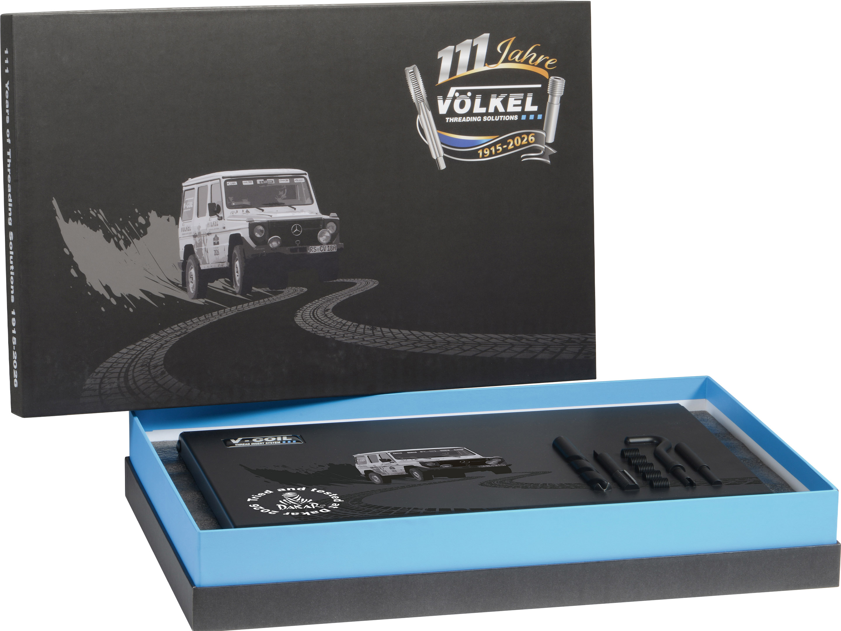 VÖLKEL M3-M12 Gewindeschneid-Satz in rotem Metallkasten, La Carrera Panamericana Edition.