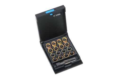 V-COIL kit de réparation de filetage réf. 19113, coffret ouvert avec l'assortiment complet