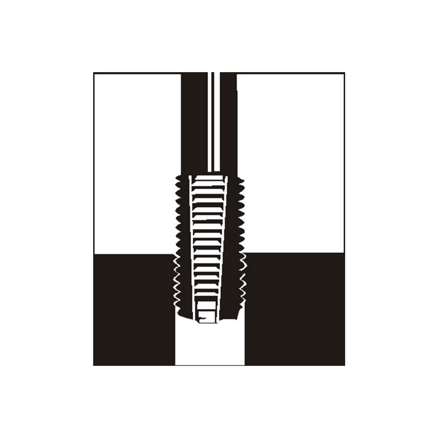 V-COIL Gewindereparatur Schritt 3 – Gewindeschneiden Schritt 3 der V-COIL Gewindereparatur: Gewindeschneiden mit Gewindebohrer zur Vorbereitung für den Einsatz.