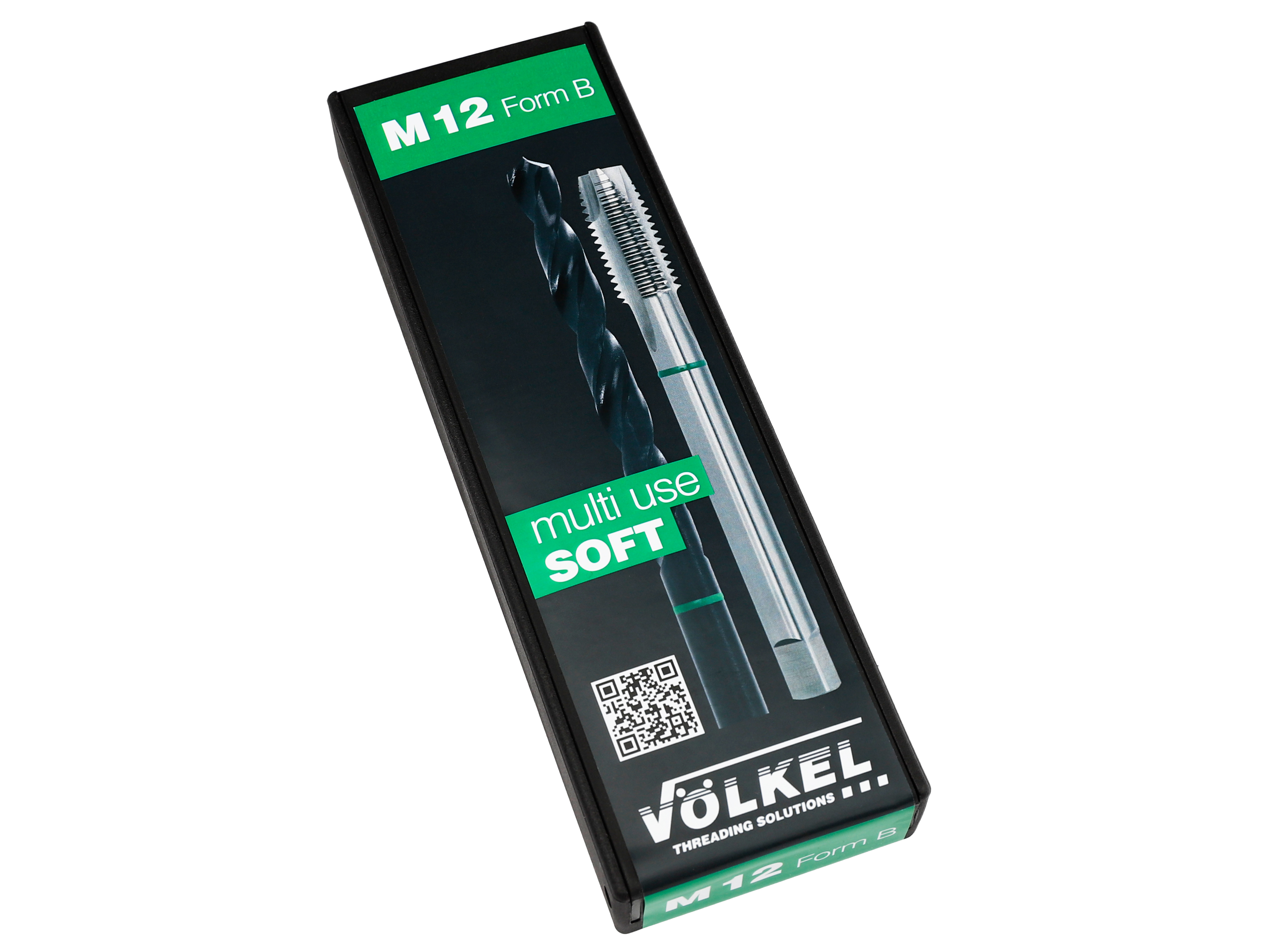 VÖLKEL TwinBox GREEN RING DIN 376 Form B M12 with drill and tap packed in durable black storage box