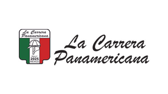 Logo rallye Panamericana 2025 Logo de La Carrera Panamericana Rally 2025 avec casque et couleurs du drapeau mexicain.