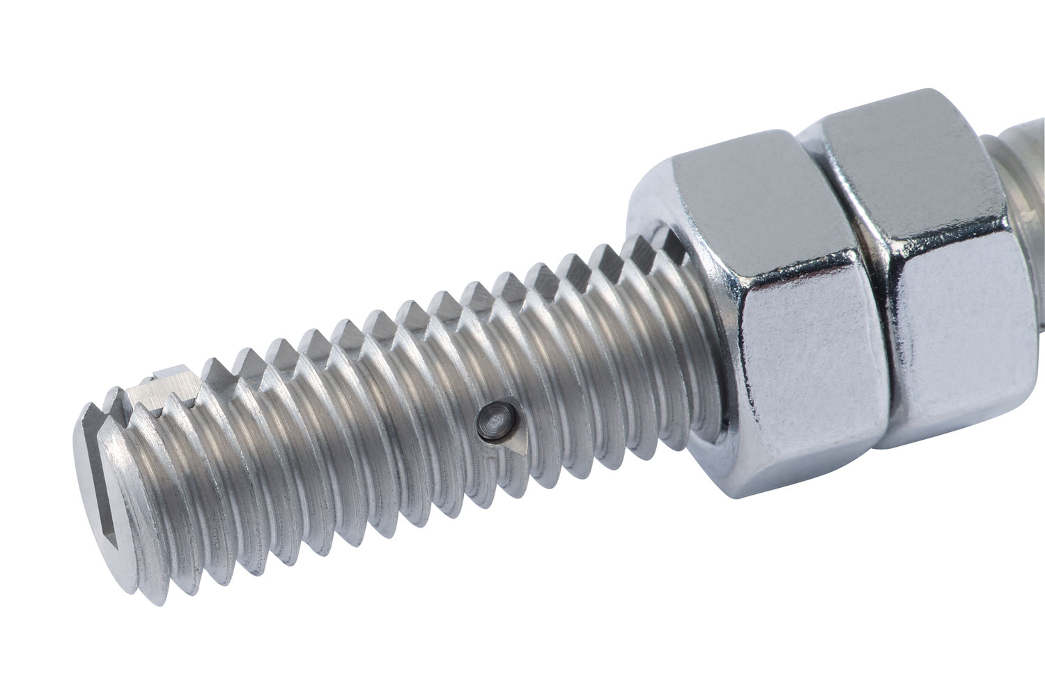 V-COIL mit Doppelmutter Metallisches V-COIL Werkzeug mit seitlicher Bohrung und Doppelmutter.