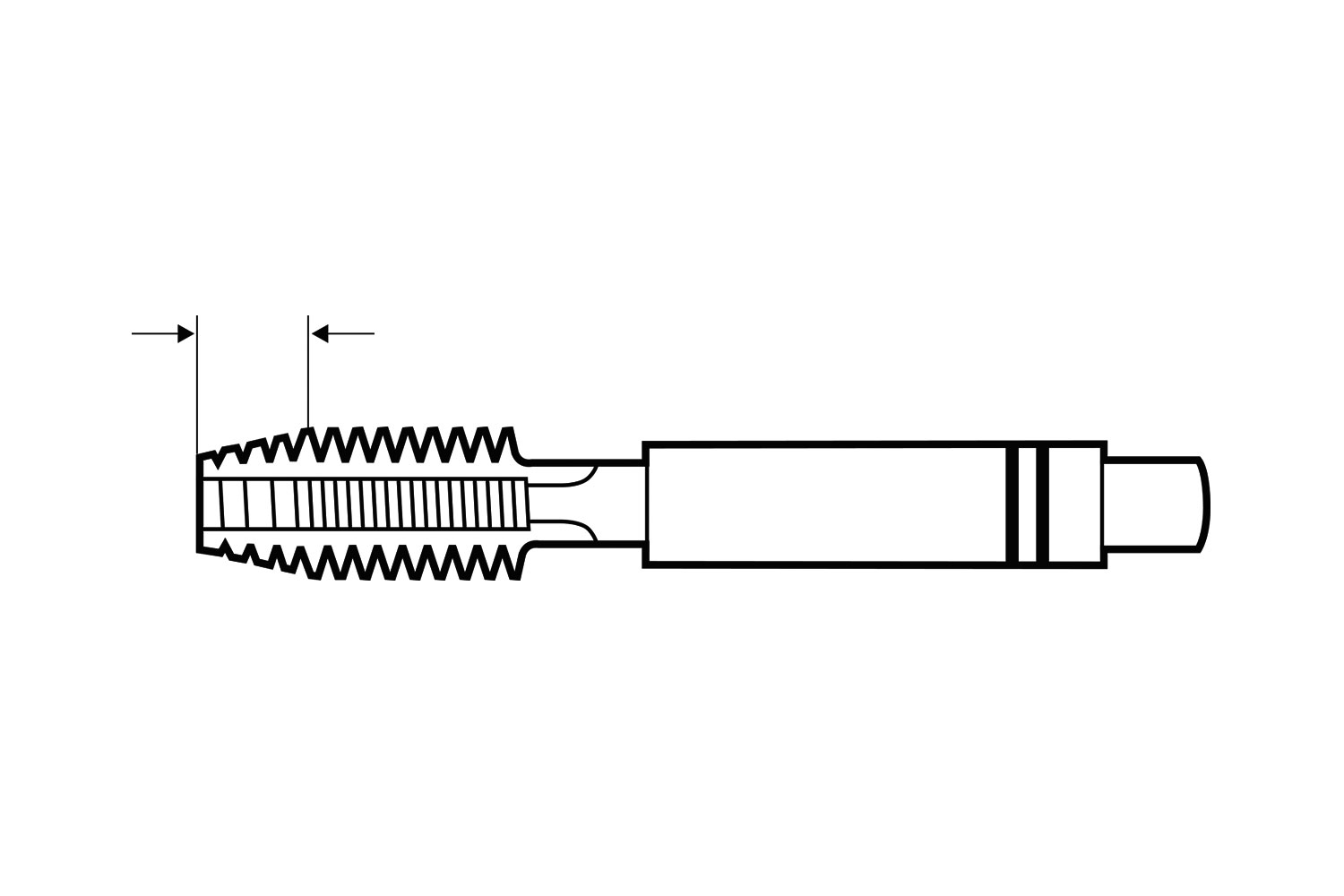 Taraud HSS 3/8-32 UNEF Revêtu Titane - Pour Filetage à Droite, Acier Rapide, Longueur 72mm, Usage Métal