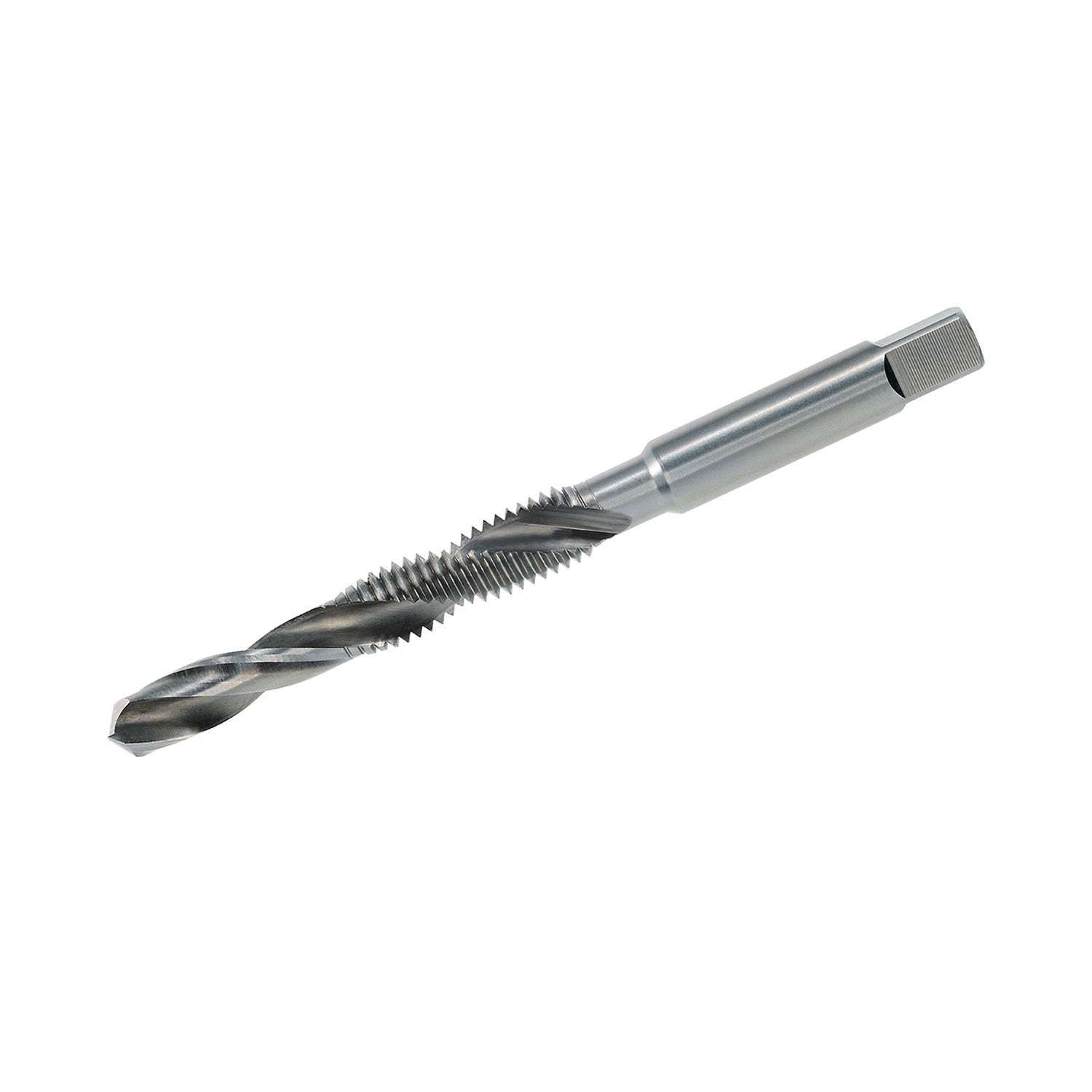 Combined Machine Tap with round shank and square drive 30° Spiral Flute HSSE - M 12 x 1.75