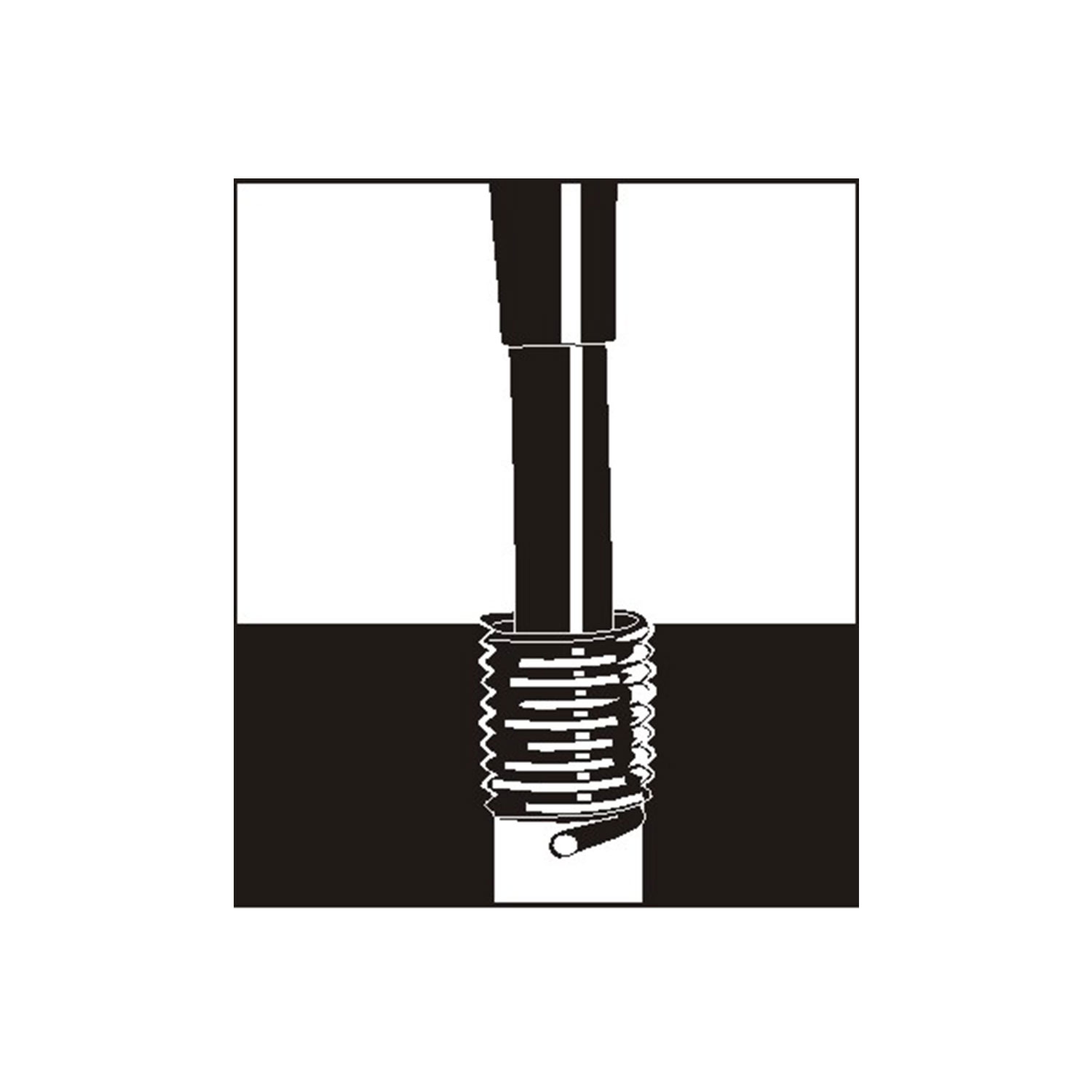 V-COIL Gewindereparatur Schritt 6 – Zapfenbrechen Schritt 6 der V-COIL Gewindereparatur: Brechen des Mitnehmerzapfens nach dem Einbau des Gewindeeinsatzes.