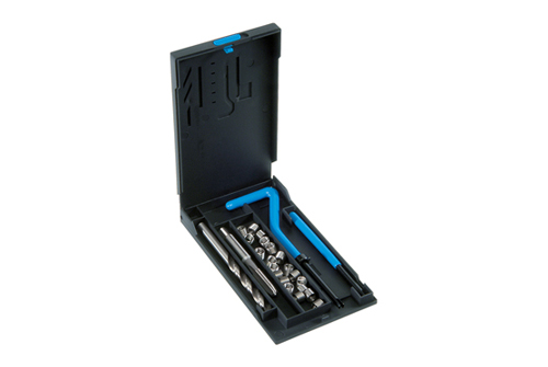 Workshop thread repair set Metal thread repair set with drill, tap and tool for workshop use.