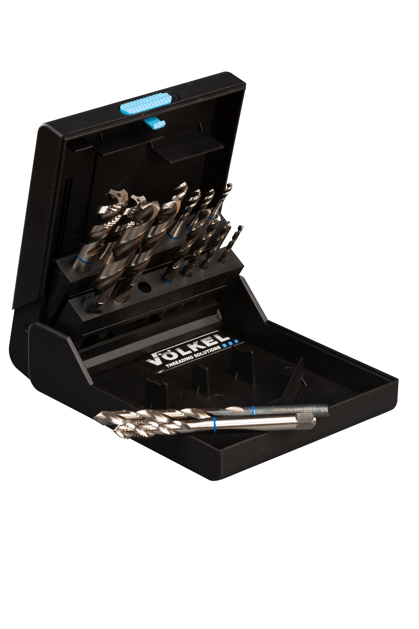 VÖLKEL color ring machine tap set 47867 in black box.